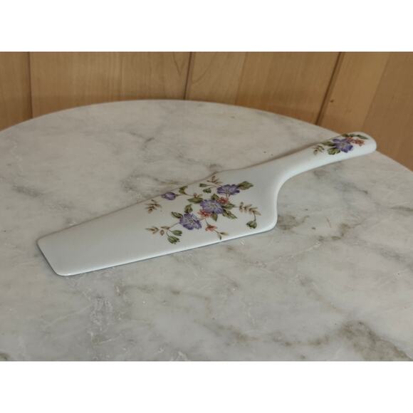 Vintage Purple Floral Ceramic Cake Pie Server - Picture 1 of 10
